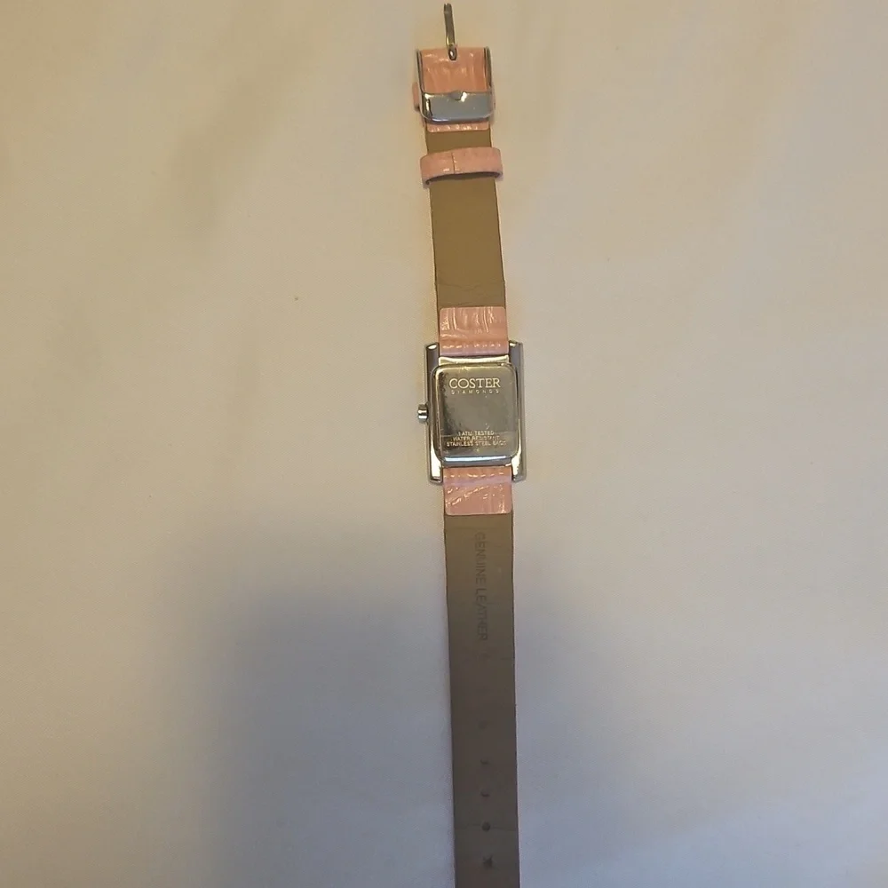 Coster Diamonds Watch With Pink Genuine Leather Strap